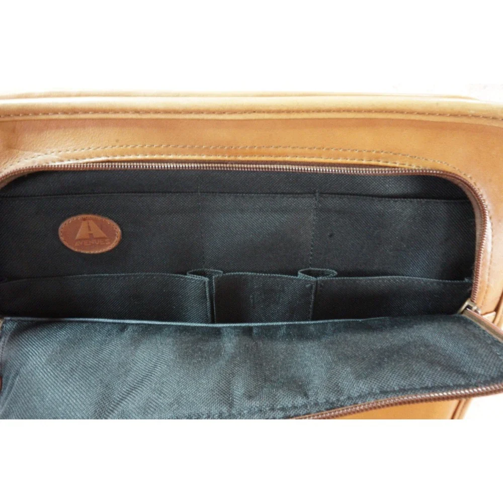 Avenues America Leather Portfolio Organizer Brown Zip Around Business Case